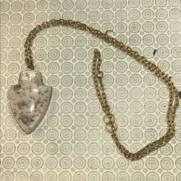 Gold and Cream Pendant Necklace - Picture 1 of 4